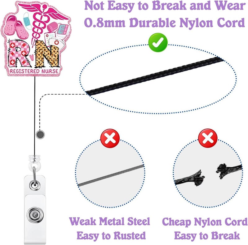 Bydevia Personalized RN Badge Reel Retractable for Registered Nurse, Funny RN Graduation Gifts, Registered Nurse Badge Accessories for Work, Cute RN Badge Holder with Alligator Clip & 24” Durable Nylon Cord - Image 4